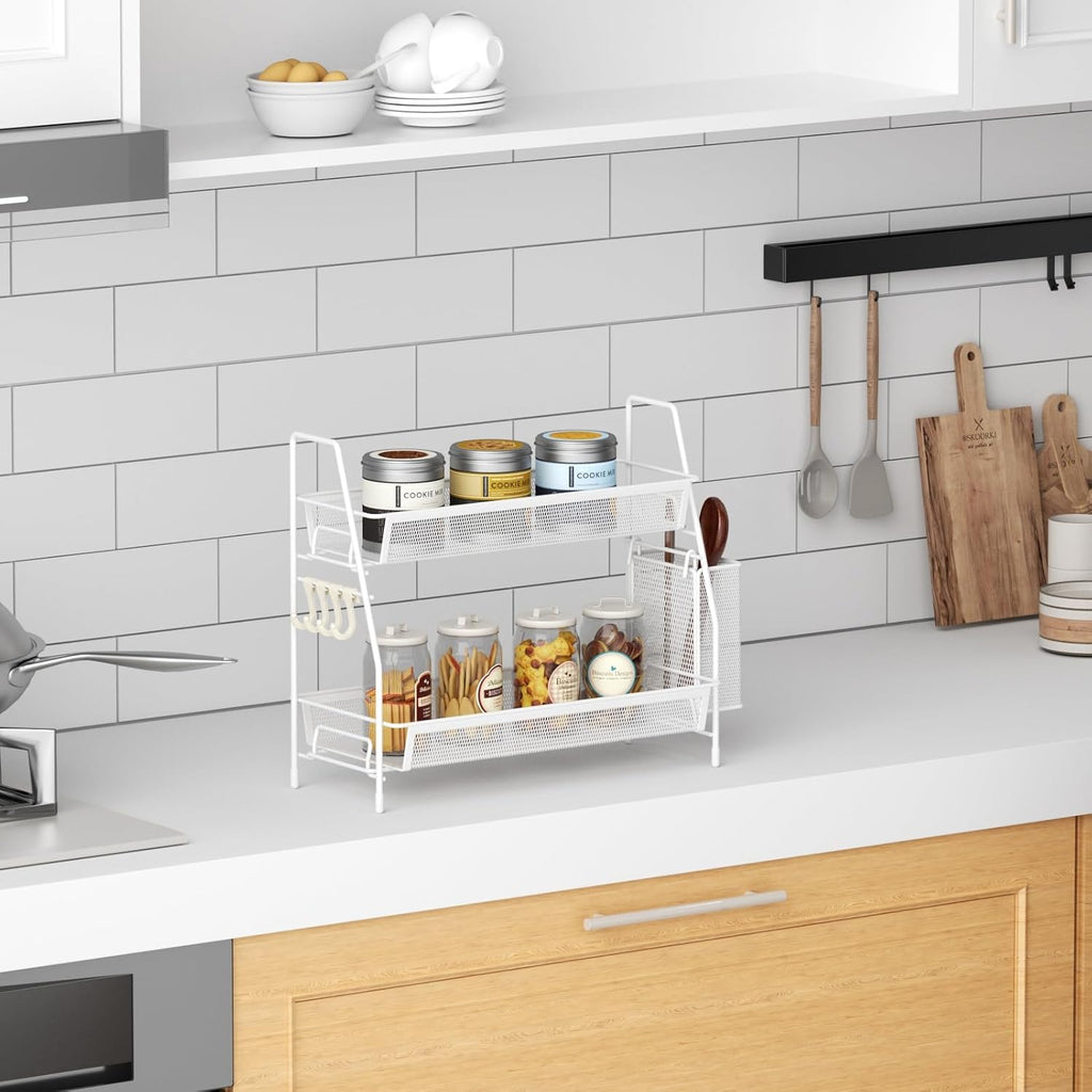 VITVITI 2 Tier Bathroom Countertop Organizer, Vanity Storage Shelf, White