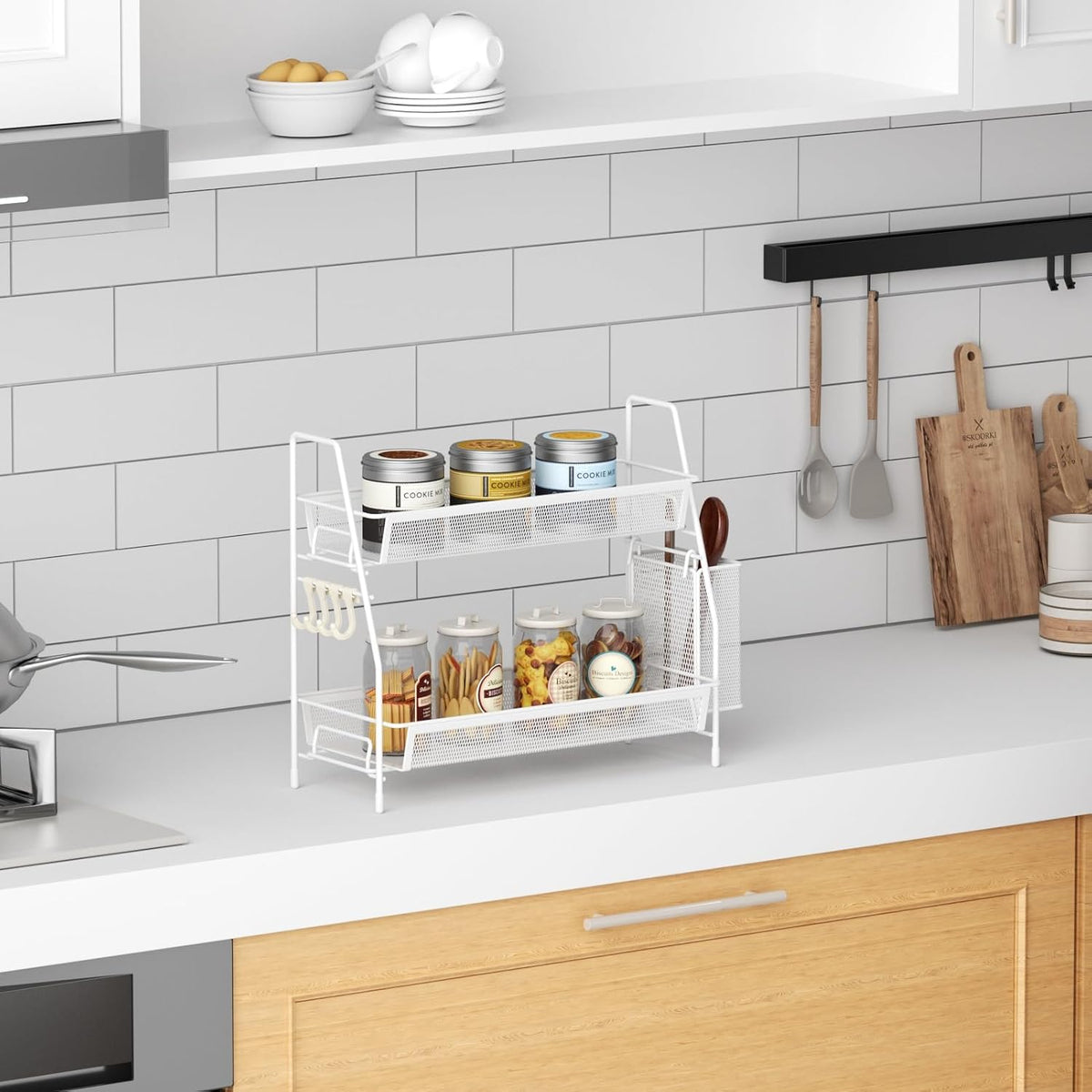 VITVITI 2 Tier Bathroom Countertop Organizer, Vanity Storage Shelf, White