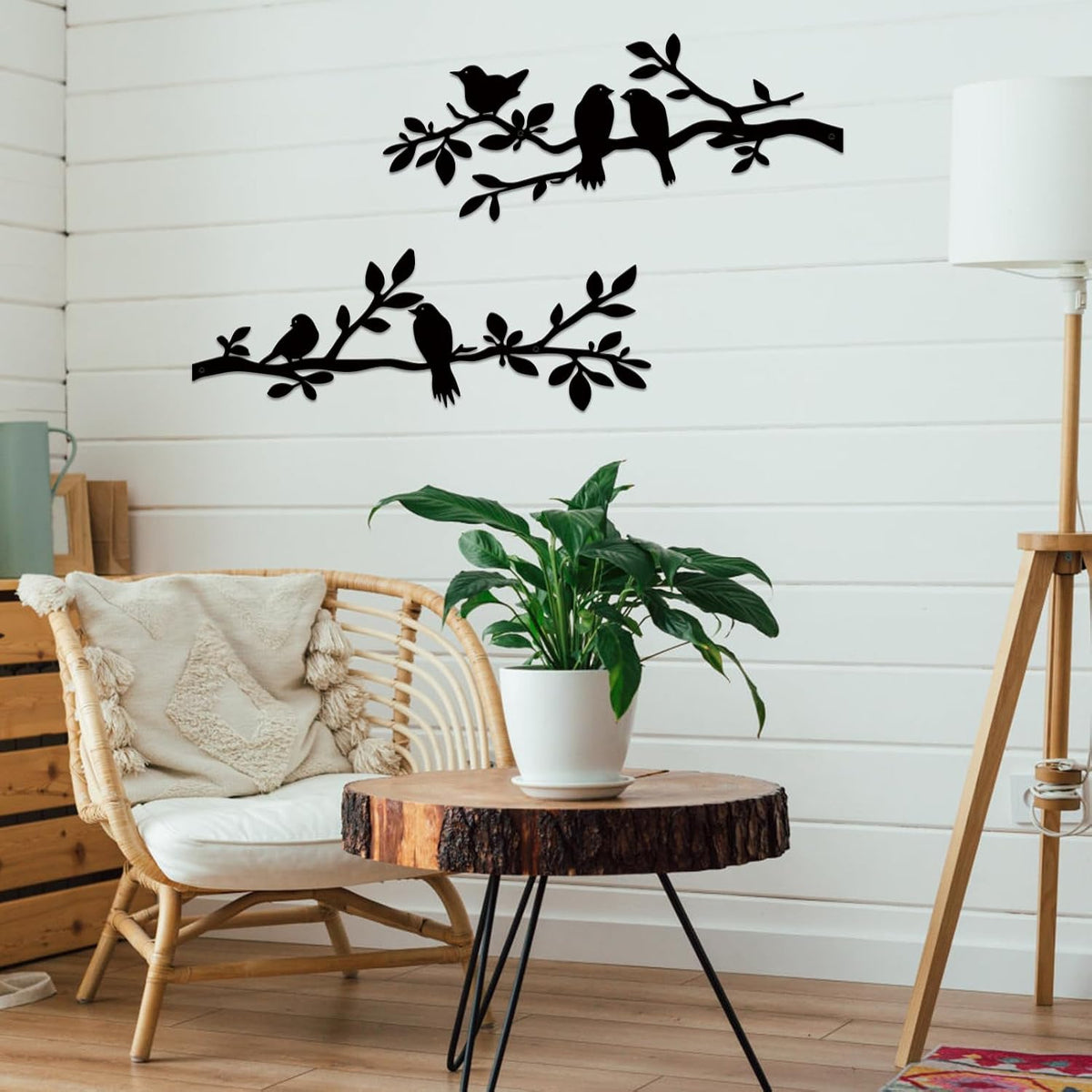 ESTART 2 Pcs Metal Birds Wall Art, Metal Vivid Birds Outdoor Wall Decor