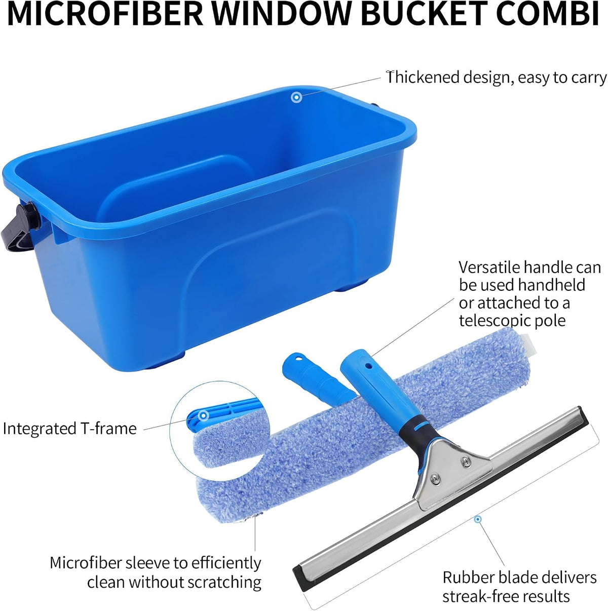 Window Cleaning Kit with Bucket,Squeegee for Window Cleaning