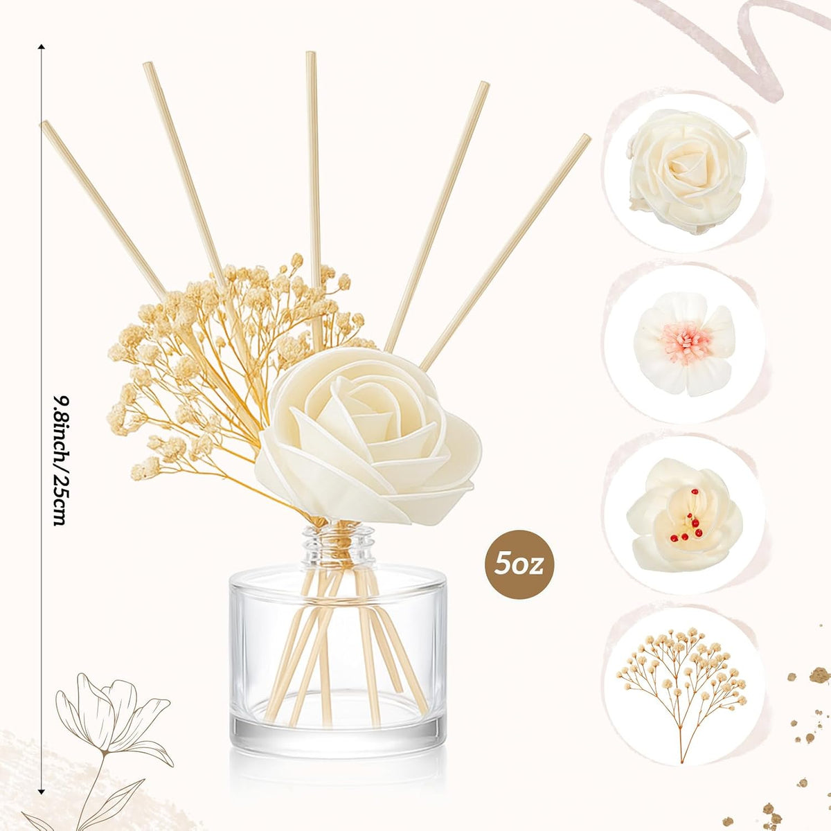 Daifunli 11 Pcs Flower Reed Diffuser Set,Elegant