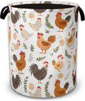 Laundry Hamper Foldable with Handles,Chicken Farm Oxford Cloth Laundry Basket,Rooster Grass Storage Organizer for Bathroom Bedroom Dorm 16"x20.8"