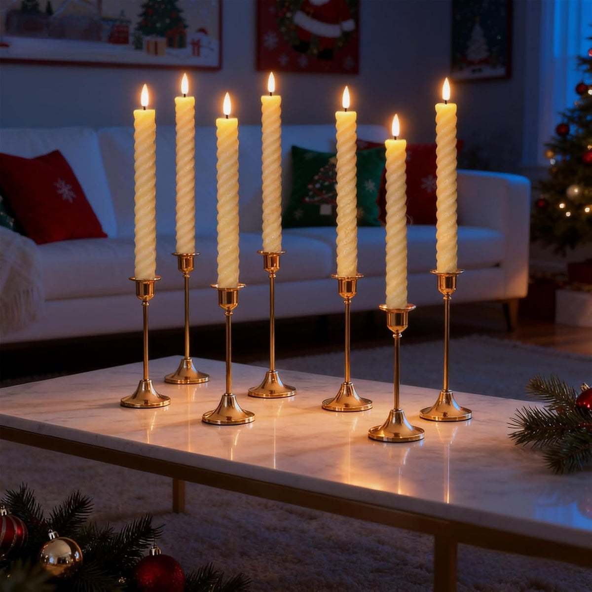 Wondise Real Waxy Flameless Taper Candles with Remote Timer