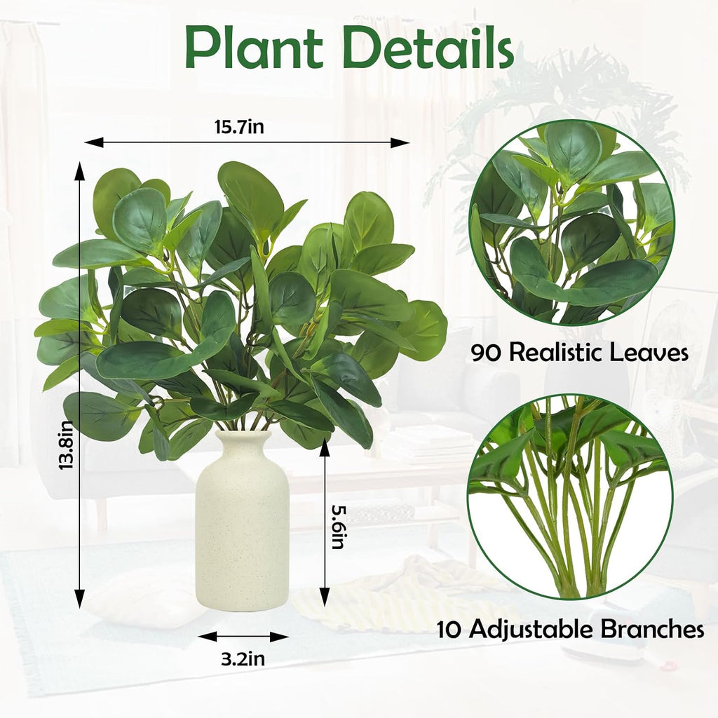 14" Small Fake Plant in Vase Eucalyptus Stems Artificial Plants Indoor Artificial Greenery UV Resistant Faux Eucalyptus Plant for Bathroom Shelf Office Desk Table Home Decor