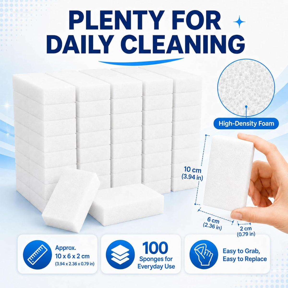 100 Pack Melamine Foam Magic Eraser Sponges for Multi - Surface Use