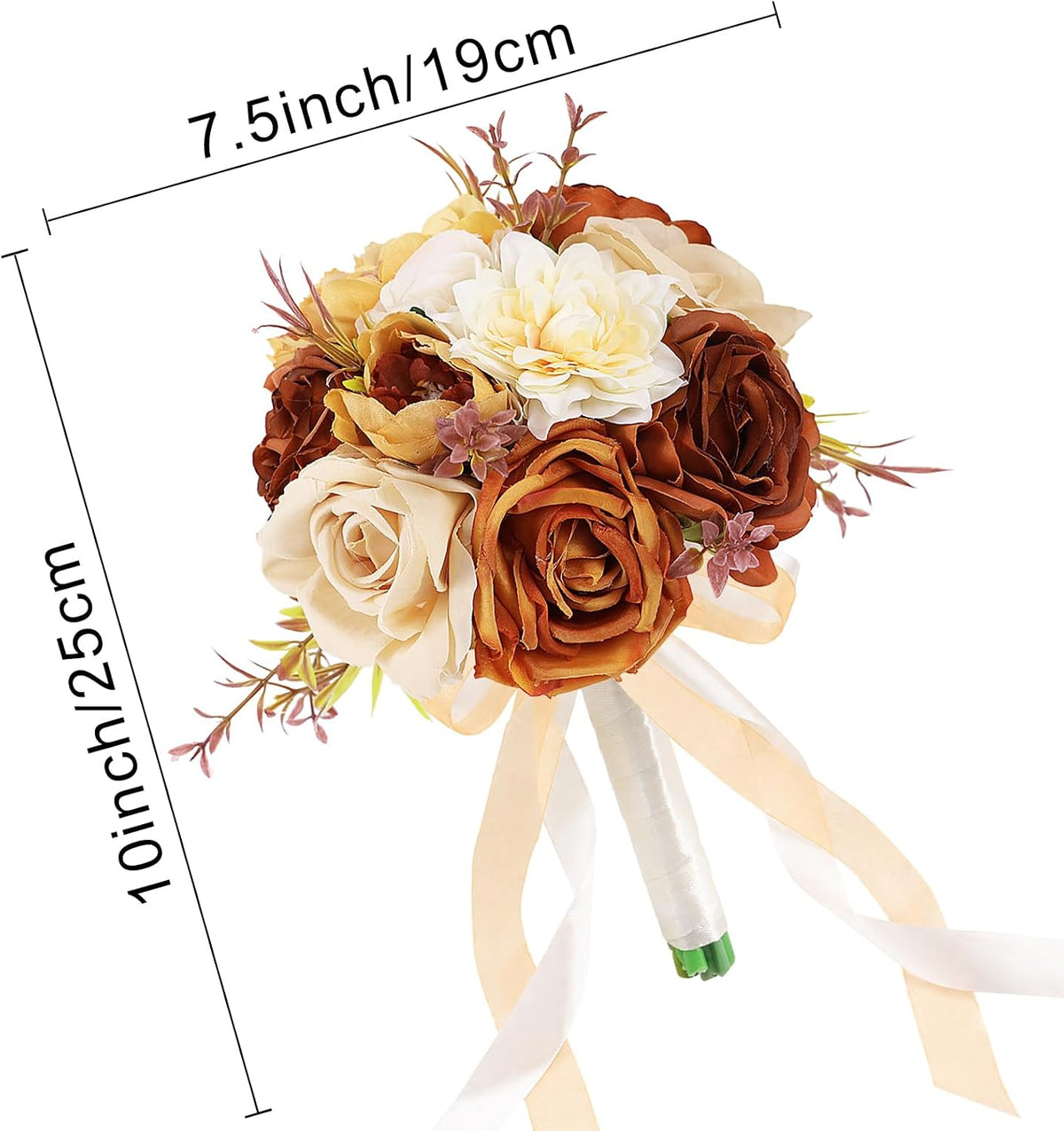 Set of 6 Bridesmaid Bouquets for Wedding - Artificial Bouquets for Bridesmaids Flowers Silk Floral Ceremony Anniversary Centerpieces Decorations - Wildflower，9 Inch