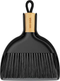 MR.SIGA Mini Dustpan and Brush Set, Bamboo Handle, Black, 1 Set