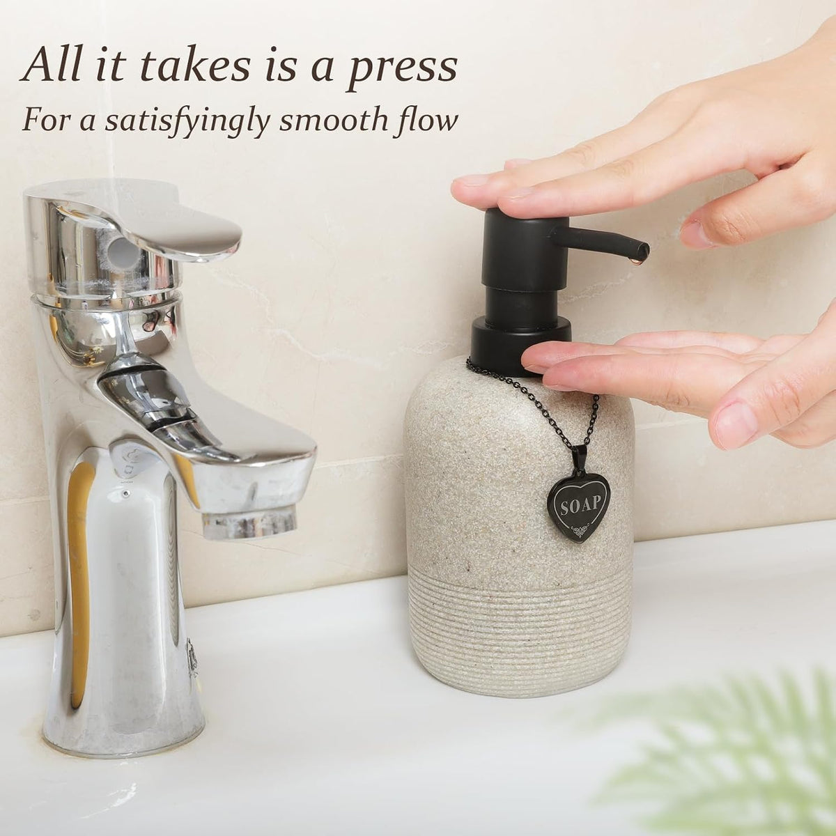 Hand Soap and Lotion Dispenser Set, Resin Bottles Black Heart