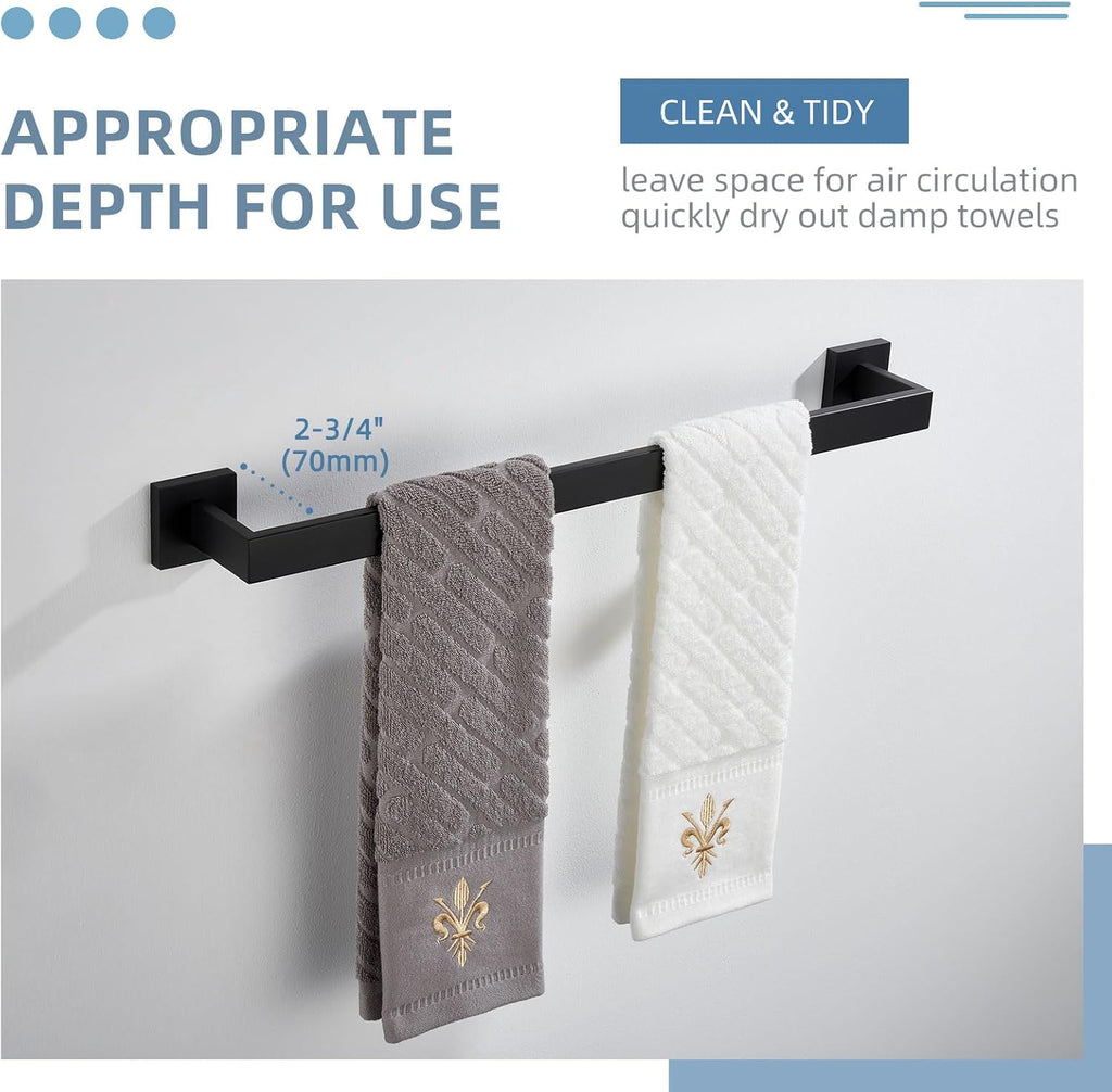 Angle Simple 23.74 Inches Towel Bar, Bathroom Towel Holder, Matte Black