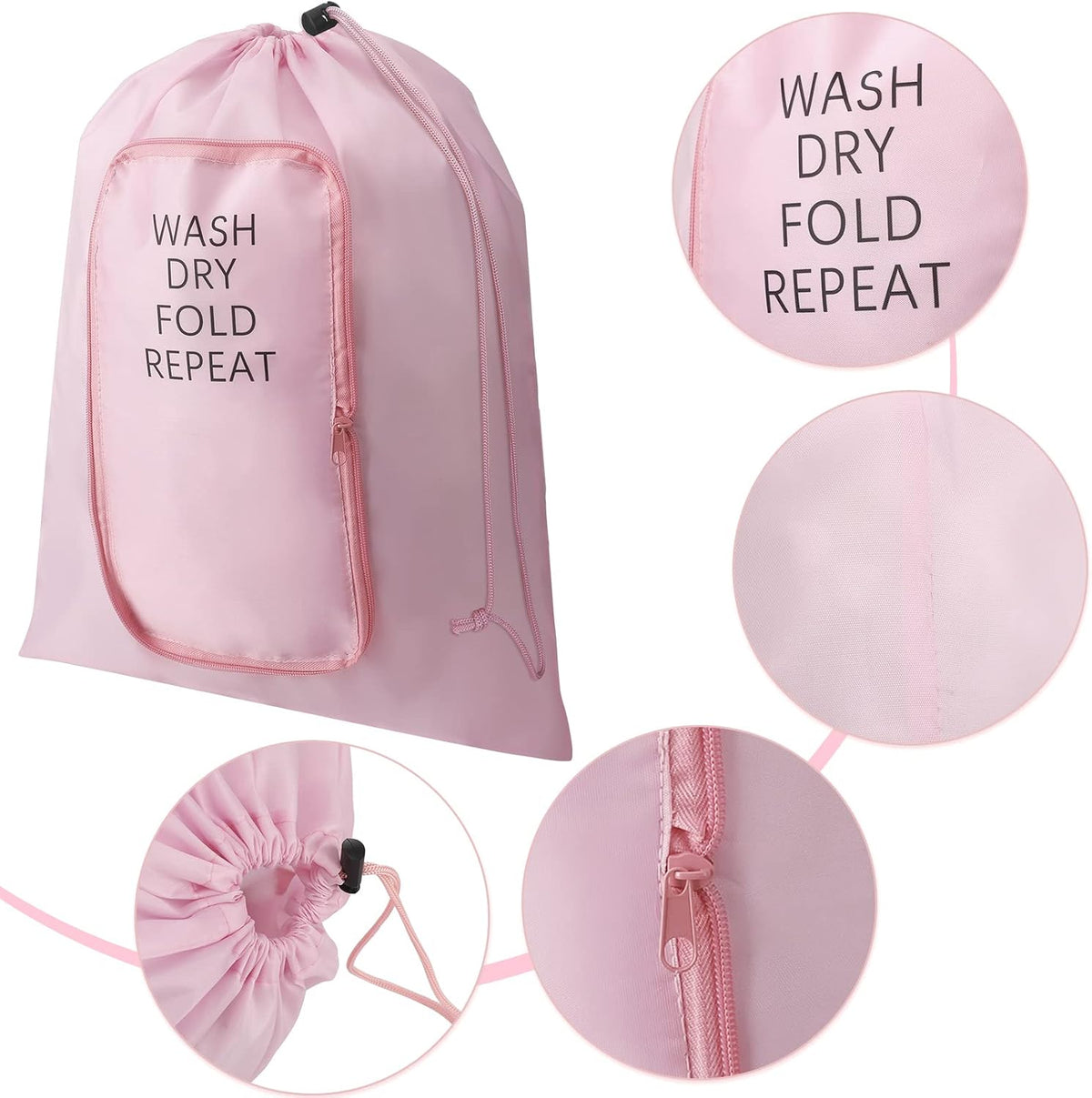Boao 2 Pcs Travel Laundry Bag with Drawstring Zipper