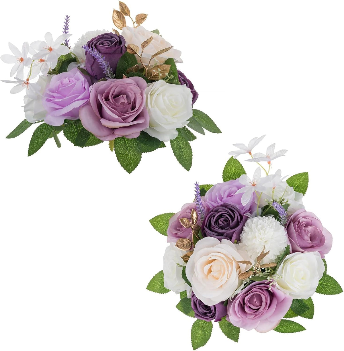 BLOSMON Artificial Flowers Ball Table Centerpieces, 2 Pcs, Lilac and White