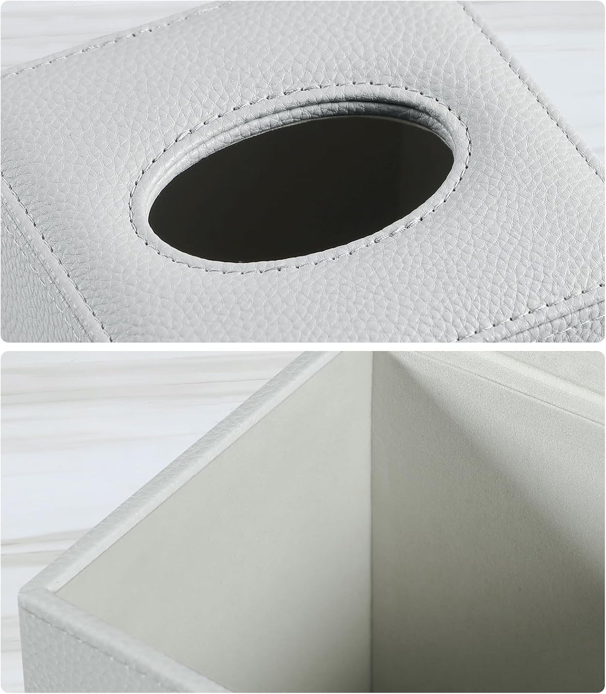 Square Tissue Box Cover with Magnetic Closure Bottom, Grey