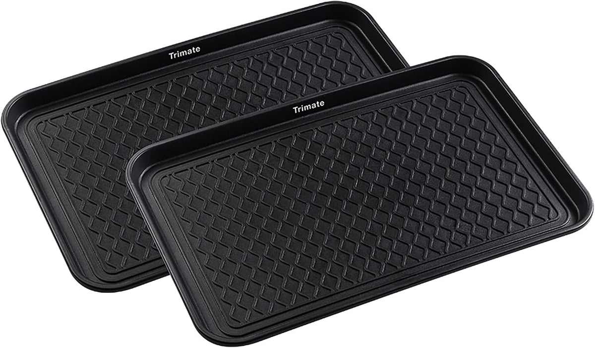 Boot Tray Black, 2 Pack – Medium 24"x16" Water-Resistant Plastic