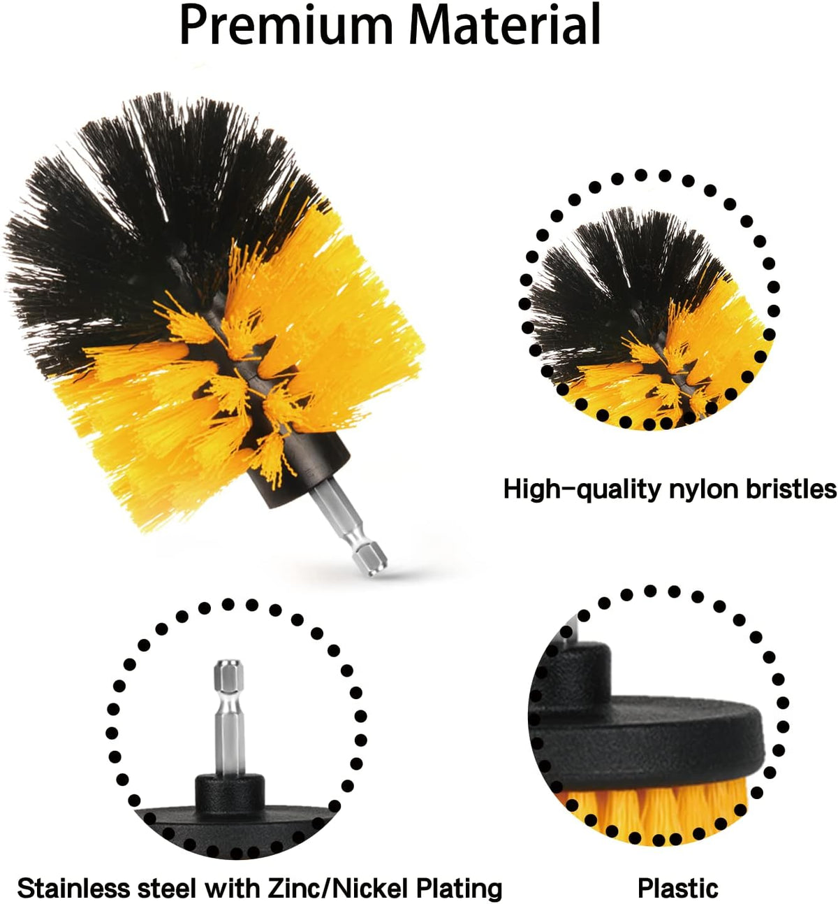 8 Pack Drill Brush Attachment Set,1/4in Power Scrubber Brush + Extend Long Attachment,Multi-Purpose Brush Drill Attachment, Power Cleaning Scrub Brush for Bathroom, Tub, Tile, Corner