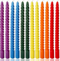 10 Inch Rainbow Spiral Taper Candles for Home Decoration, 12 Pack 6-Color Candlesticks for Dinner Party Wedding Holiday