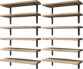 WOPITUES Wood Floating Shelves Set of 6, Shelves for Wall Decor, Farmhouse Shelf for Bedroom, Bathroom Storage Shelves, Book Shelves for Living Room - Rustic Brown (Pack of 2)
