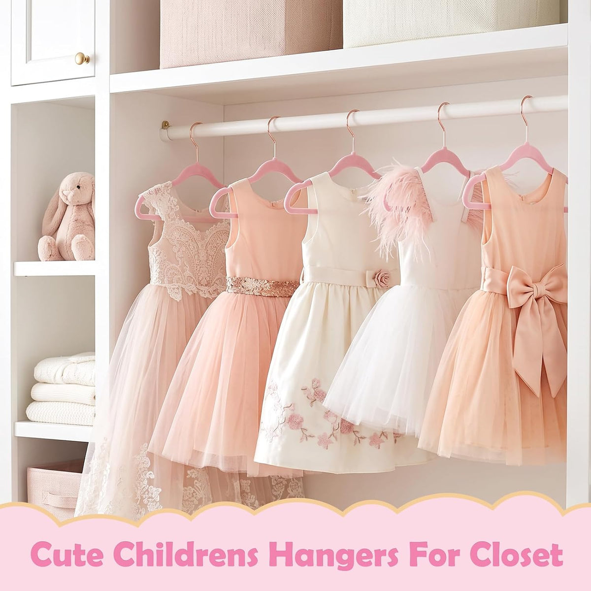 HOUSE DAY Velvet Baby Hangers for Closet, Kids Hangers Velvet 60 Pack, Non Slip Toddler Hanger 11.8 Inch, Durable Childrens Hanger for Newborn Baby Clothes- Blush Pink