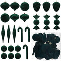 Velvet Ornaments for Christmas Tree Decorations - Dark Green Flocked Christmas Ornament Set for Winter Holiday Decor - Shatterproof Xmas Balls Ornaments Bulk - Pack of 24
