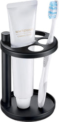 Toothbrush & Toothpaste Holder for Bathroom Countertop, Metal Electric Toothbrush Stand with Razor Slot, Ideal Design Caddy for Kids & Family, Black