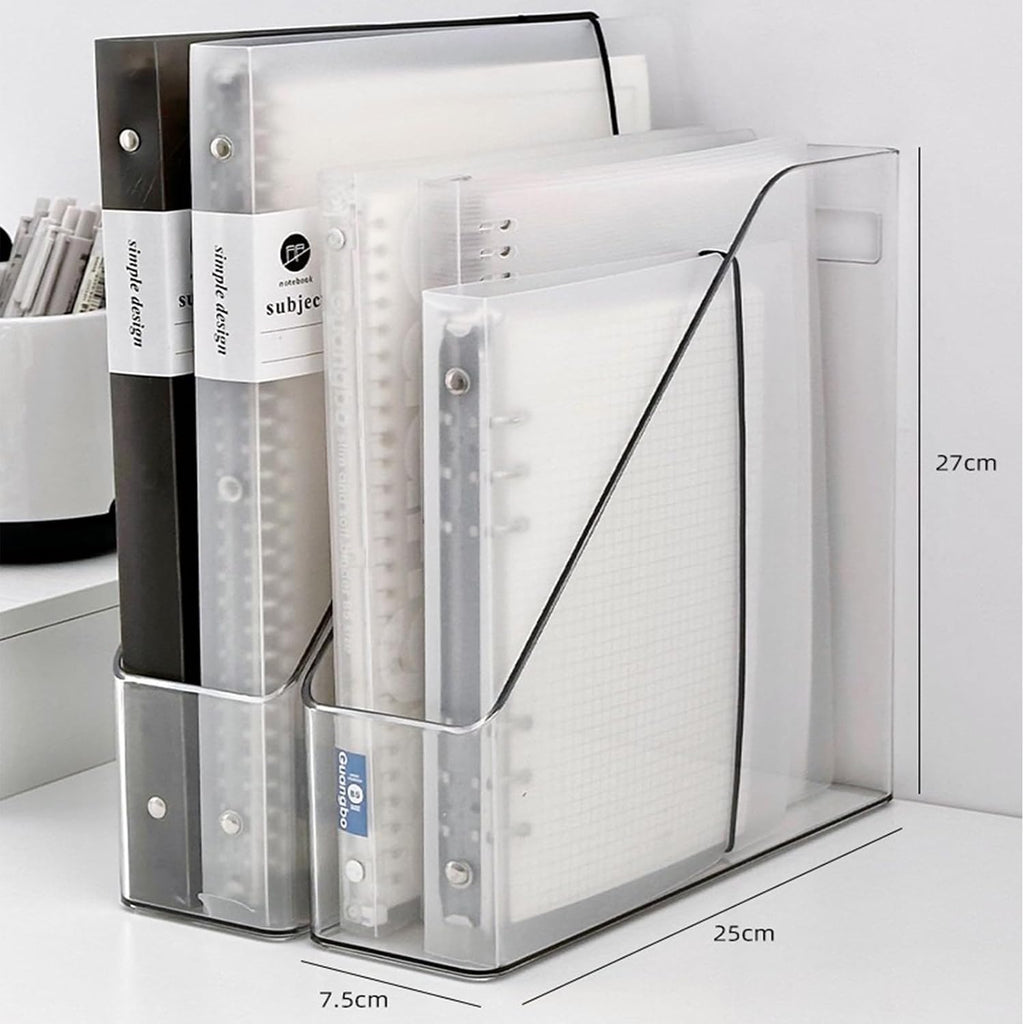 4-Pack Acrylic Vertical Magazine Holder & Book Organizer– Clear Desktop File Storage Rack for Office&Home, Space-Saving Design