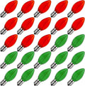Meconard 25 Pack C7 LED Night Light Bulbs, E12 Candelabra Base, Red Green