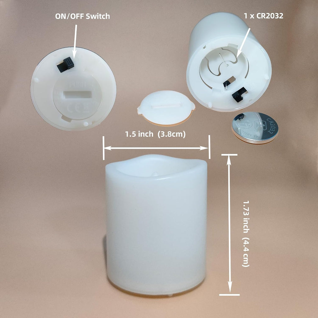 12 Pack LED Flameless Votive Candles, White Glow