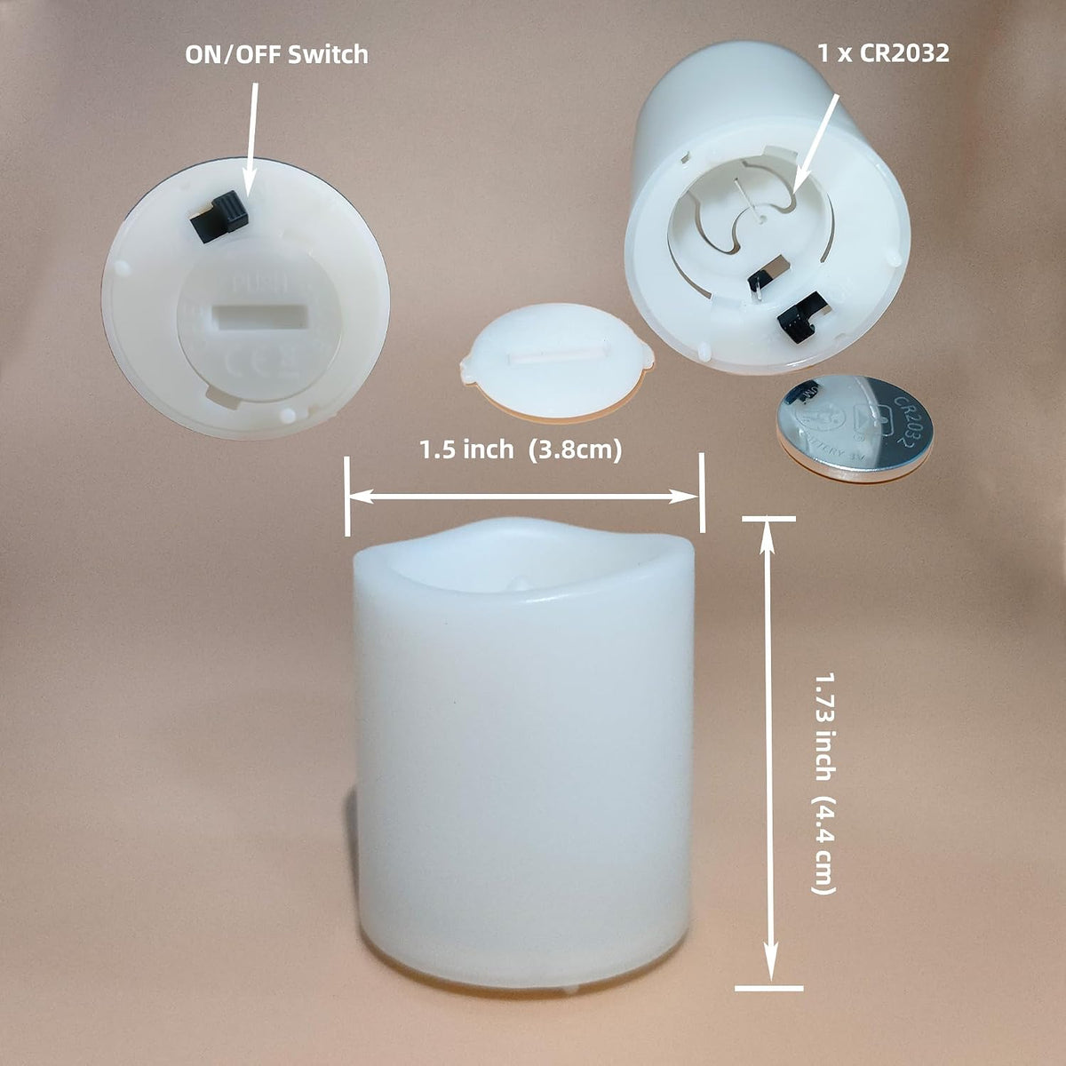 12 Pack LED Flameless Votive Candles, White Glow