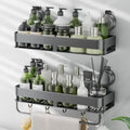 Corner Shower Caddy,Suction Cup Shower Caddy with Hooks,No Drilling Rustproof Aluminum Bathroom Organizers and Storage,Shelves for Bathroom Accessories Decor (15.7inch-Gunmetal Gray)