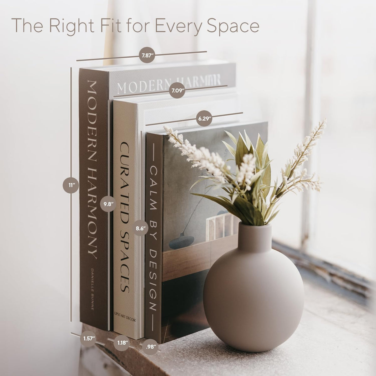 Modern Decorative Books Set of 3, Brown & Cream Faux Books with Storage