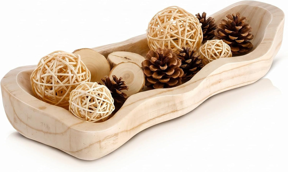 Nuogo 14 Inch Wooden Wavy Edge Dough Bowl Supplies, Color of Wood