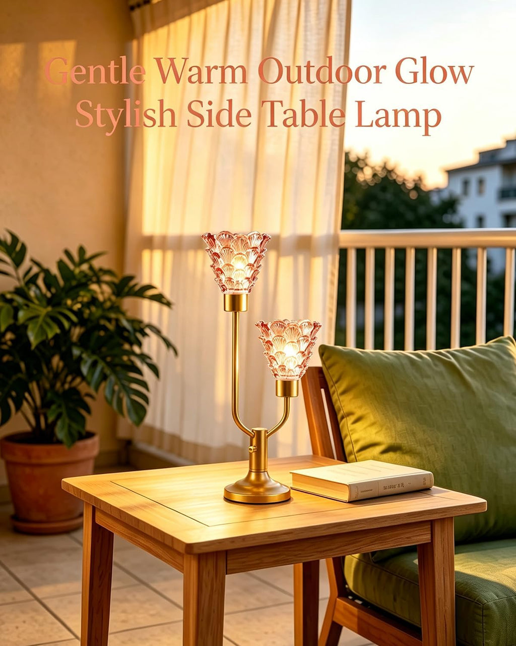 Lightdot Mid Century Modern Glass Table Lamp Dimmable Vintage Pink Lamp