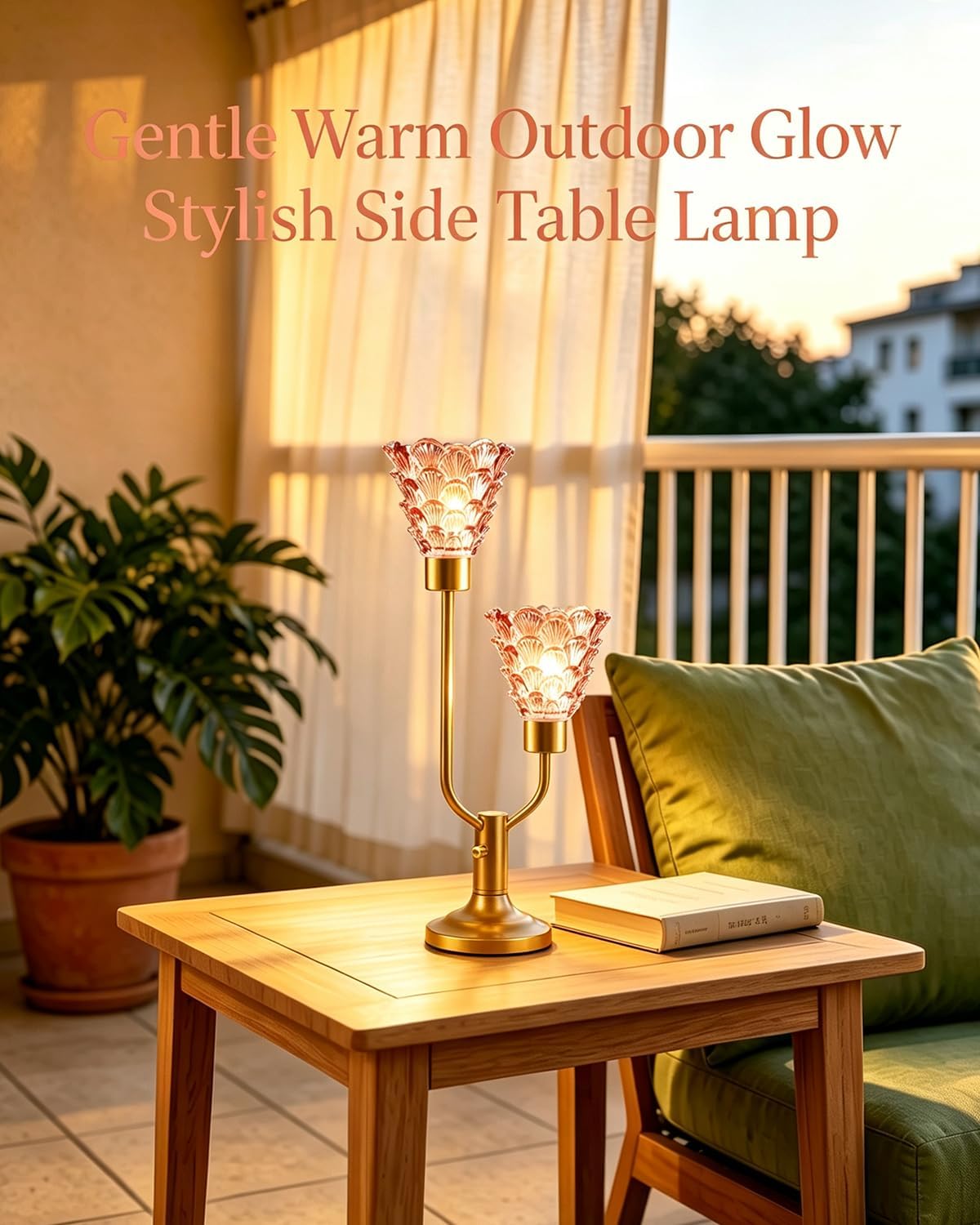 Lightdot Mid Century Modern Glass Table Lamp Dimmable Vintage Pink Lamp