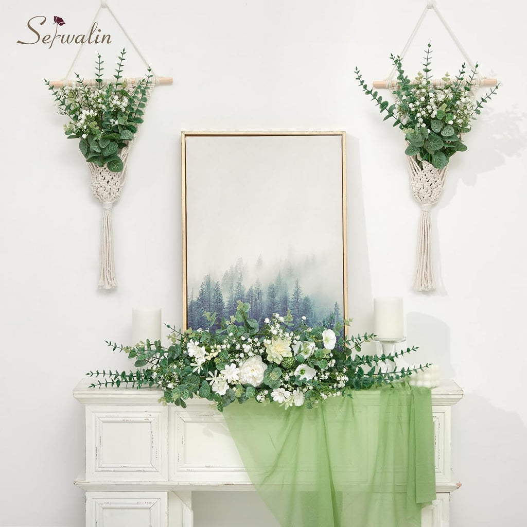 Serwalin 50PCS Mixed Eucalyptus Stems with Baby's Breath Greenery