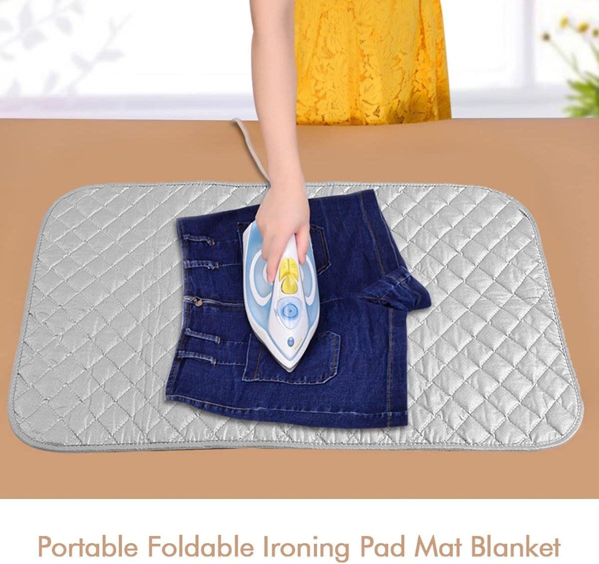 Portable Ironing Mat, Heat Resistant & Foldable Ironing Pad for Any Table Top Travel Iron Board Replacement with Non Slip Backing (18” x 32”)