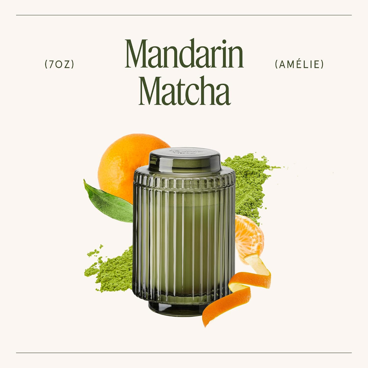 LA JOLIE MUSE Mandarin Matcha Scented Candle for Home, Natural Soy Wax 7 oz