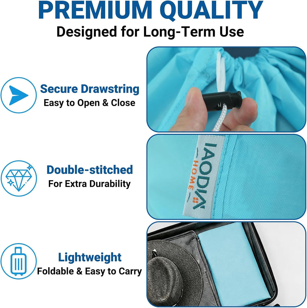 2 Pack XL Laundry Bags, Extra Heavy Duty Large Laundry Bag with Drawstring Closure, Machine Washable Clothes Organizer for Hamper, College Dorm, Travel (Lake Blue + Navy Blue, X-Large)