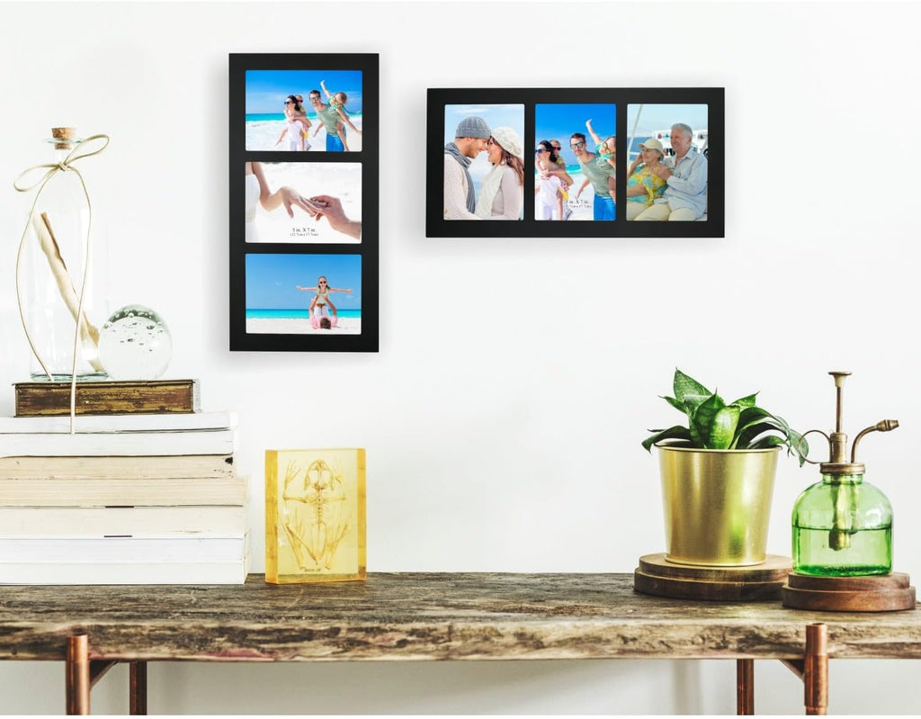 Collage Picture Frame Black Wood 5x7 3-Opening 1 Pack