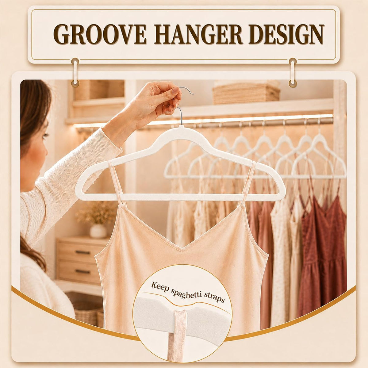 Velvet Felt Hangers 50 Pack, Non Slip, Slim, Space Saving, White
