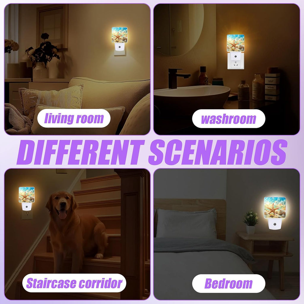 Beach Seashell Night Light,Night Lights Plug into Wall,Led Lamp for Stairway/Hallway/Bedroom 0.5W Nightlight Sleep Friendly