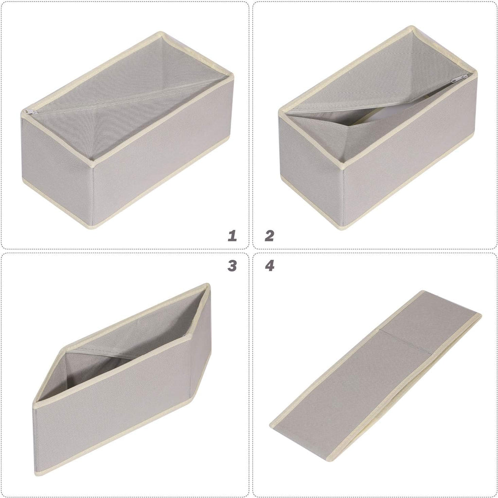 DIOMMELL Foldable Cloth Storage Box Closet Dresser Drawer Organizer Fabric Baskets Bins Containers Divider for Clothes Underwear Bras Socks Lingerie Clothing,Set of 9 Grey 090