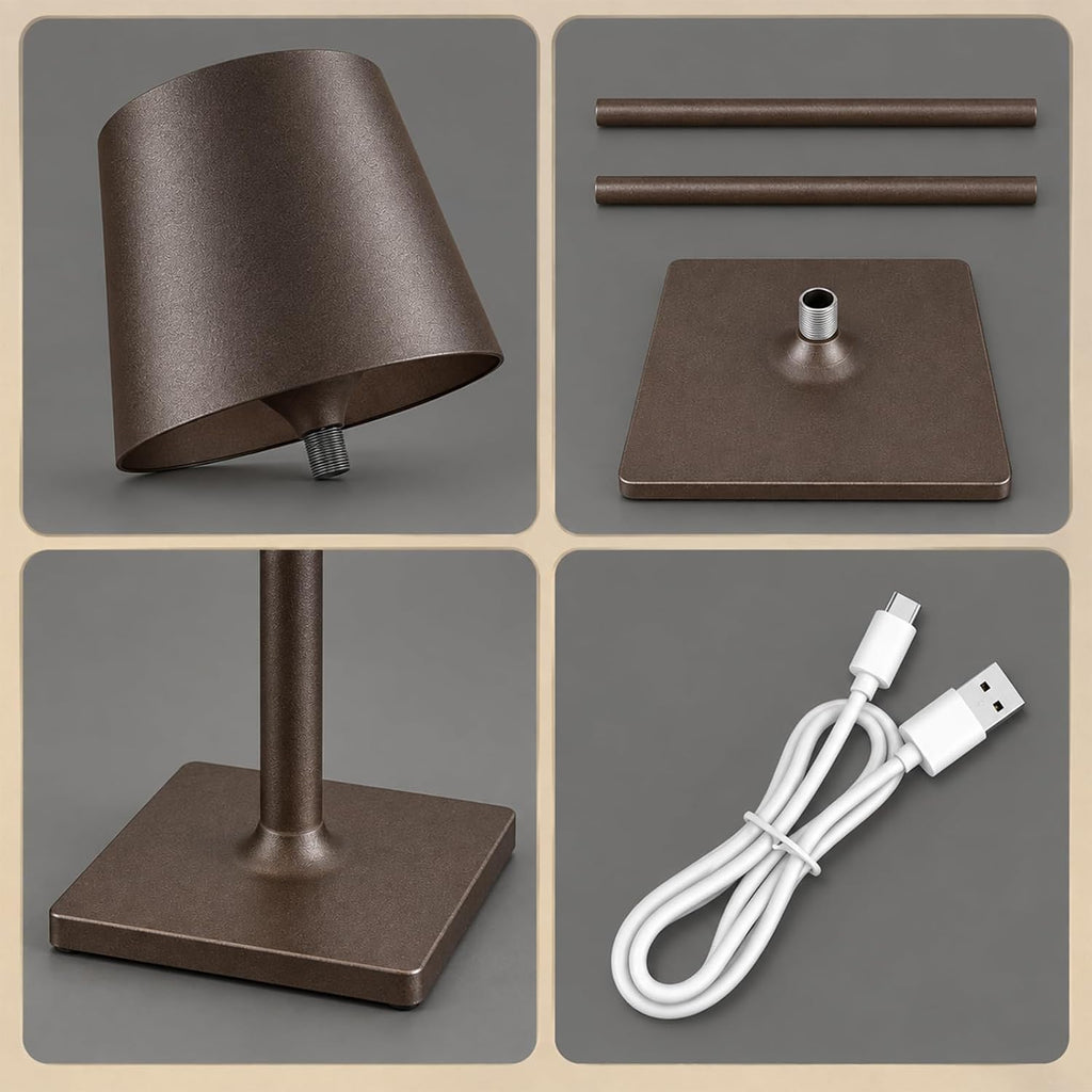 Fizrice Rechargeable Table Lamp Cordless Battery Operated, Brown 2 Pack