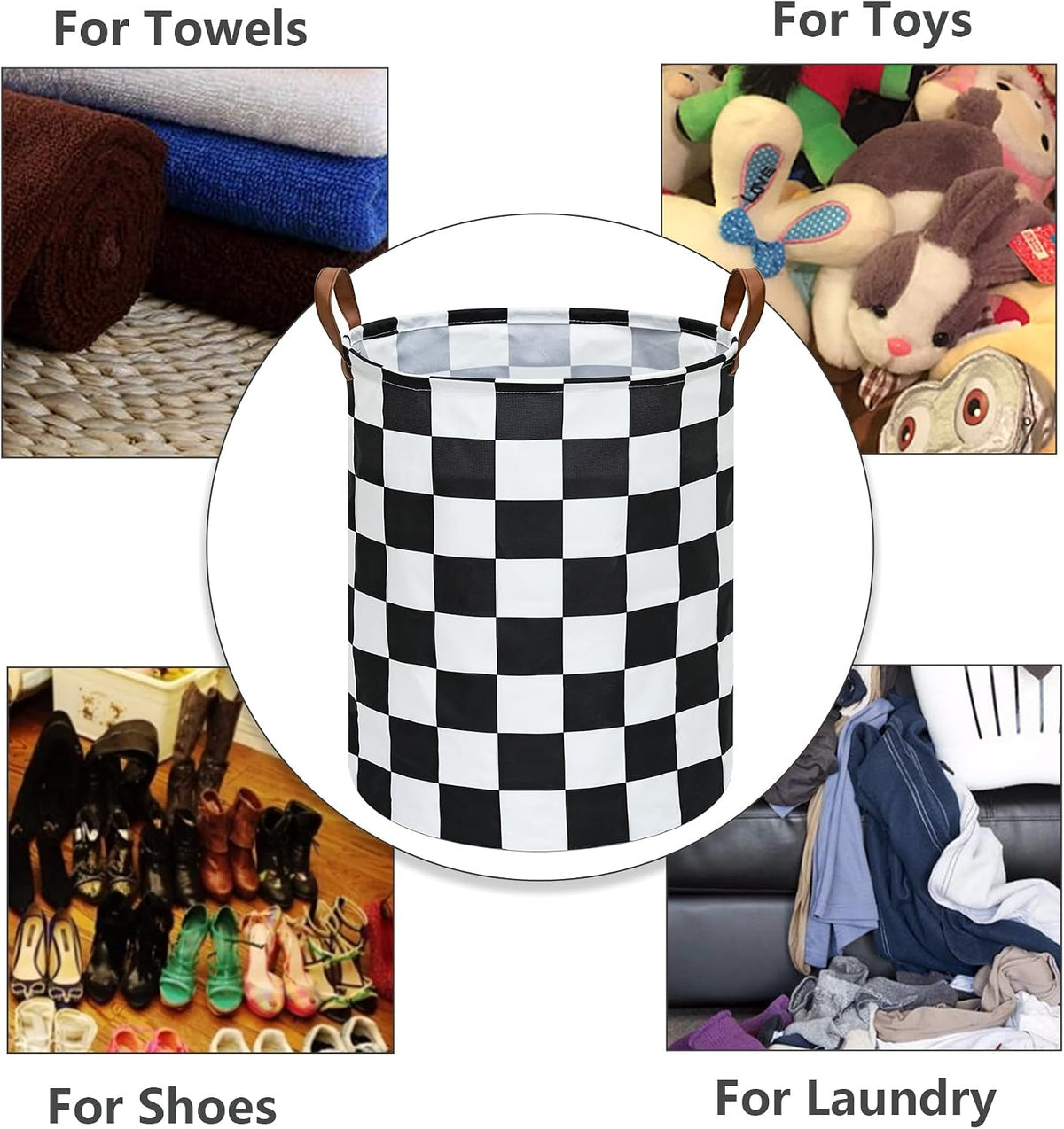 MAIZMZ Checkered Flag Canvas Storage Basket 63L Waterproof Laundry Hamper with Handles, Collapsible Racing Themed Organizer Bin for Boys Bedroom, Toys, Clothes, Gift Giving