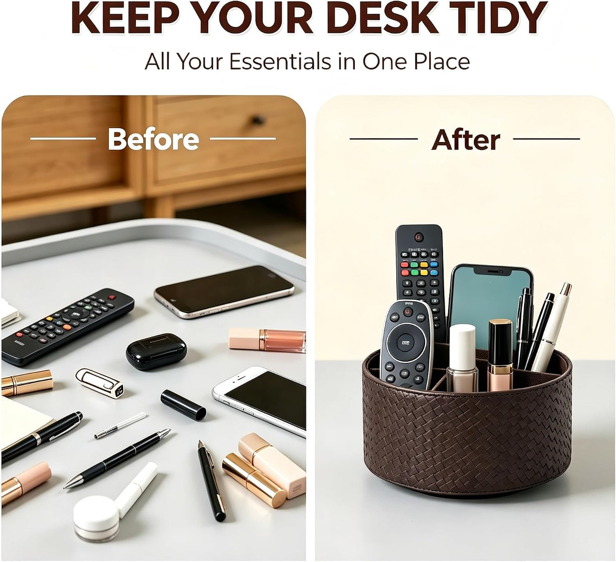Remote Control Holder 360° Spinning Controller Holder TV Remote Caddy End Table Organizer Storage Bedside