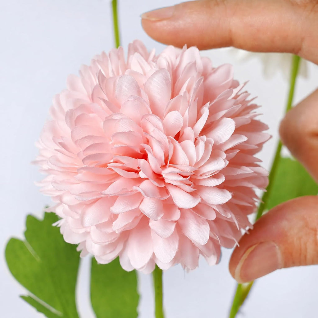 Artificial Flowers Faux Mums, Real Looking Flores Artificiales Para Decoration, Faux Flowers Silk Chrysanthemum -28.34'', Pink Flowers Artificial for Decoration Indoor, Table Centerpieces(4, Pink)
