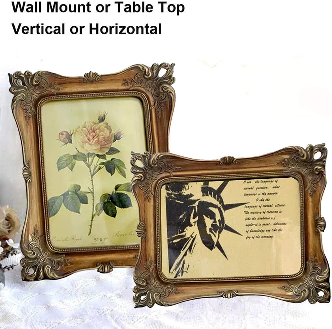 CISOO 5x7 Antique Vintage Picture Frame Bronze Gold Ornate Table Wall Decor