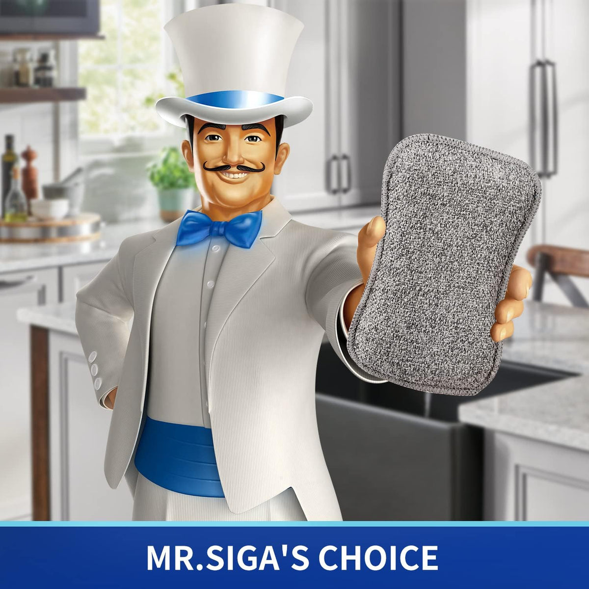MR.SIGA Dual-Sided Scrub Sponges, Long Lasting, Reusable Dishwashing Sponges for Kitchen, 12 Pack
