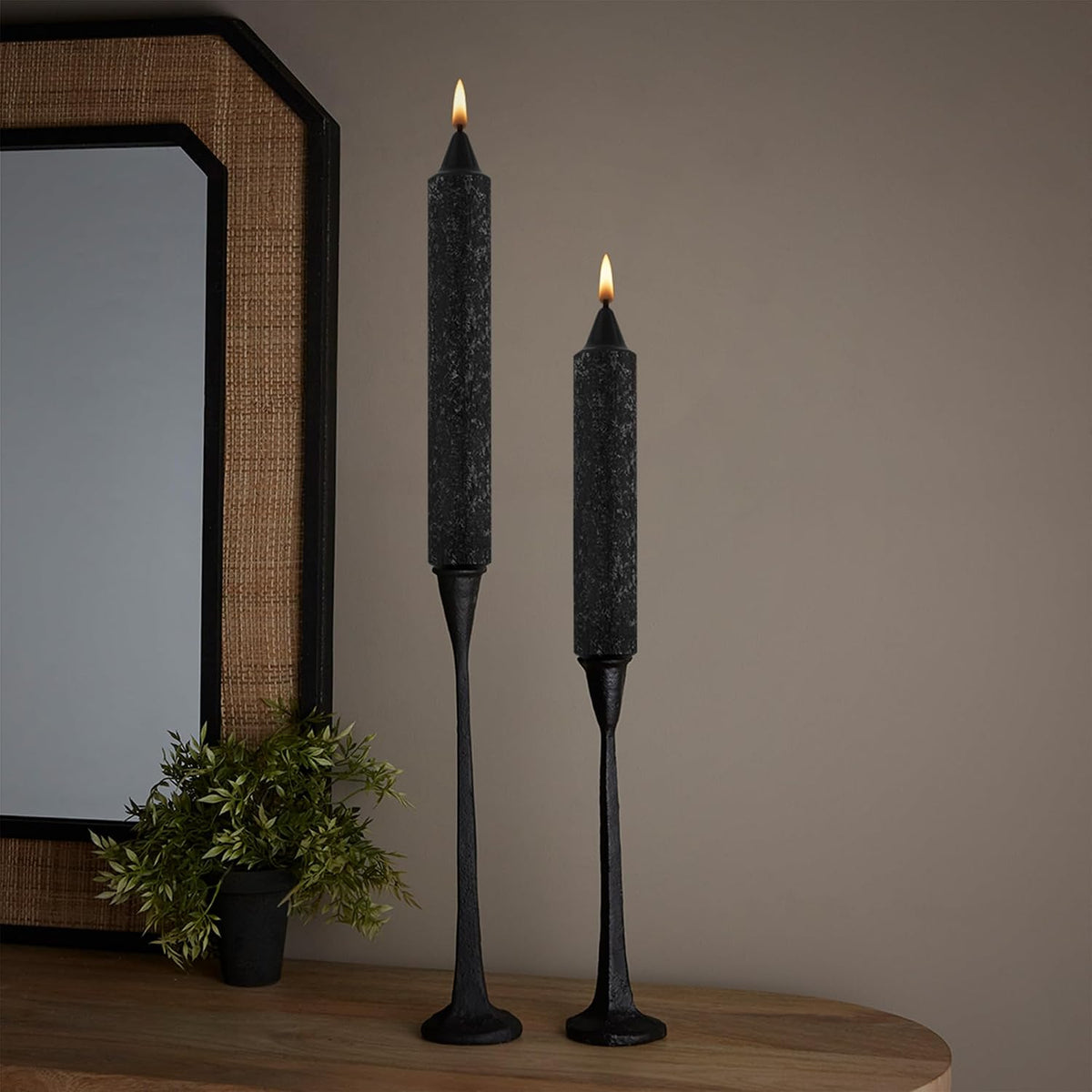 Root Candles Unscented Timberline Collenette Candles, 9", Black, 4-Count