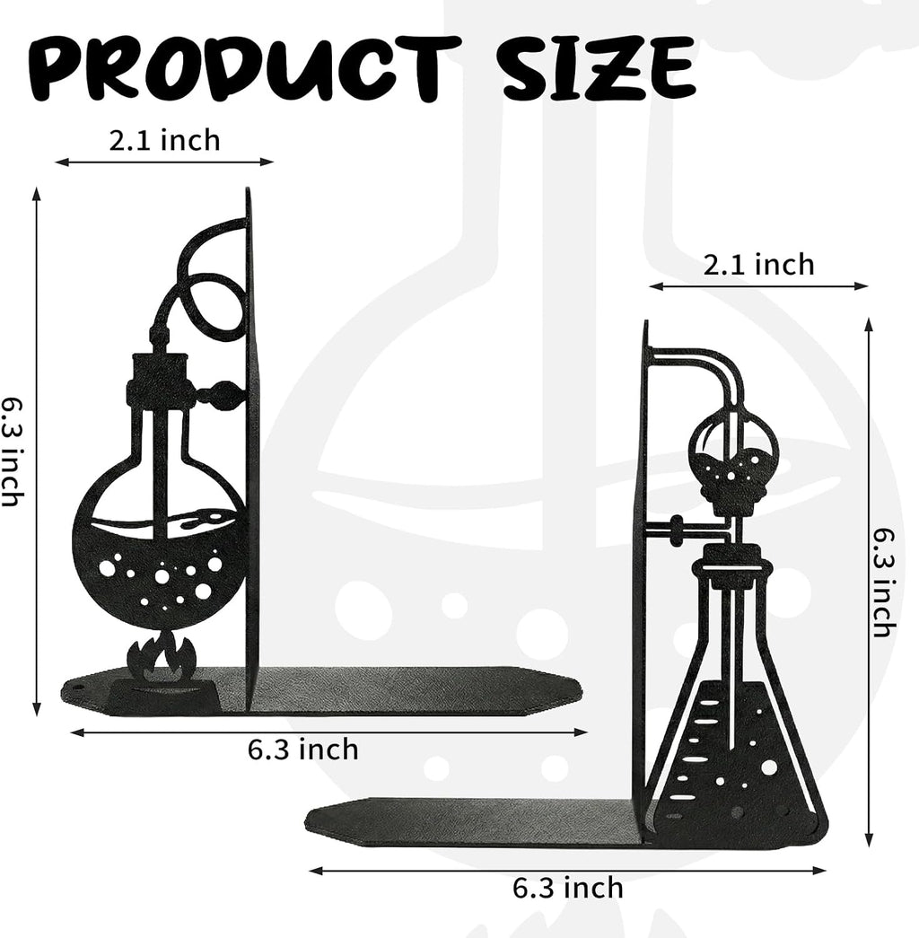 Chemistry Metal Bookends Decor for Chemistry Classroom Laboratory Bookshelf