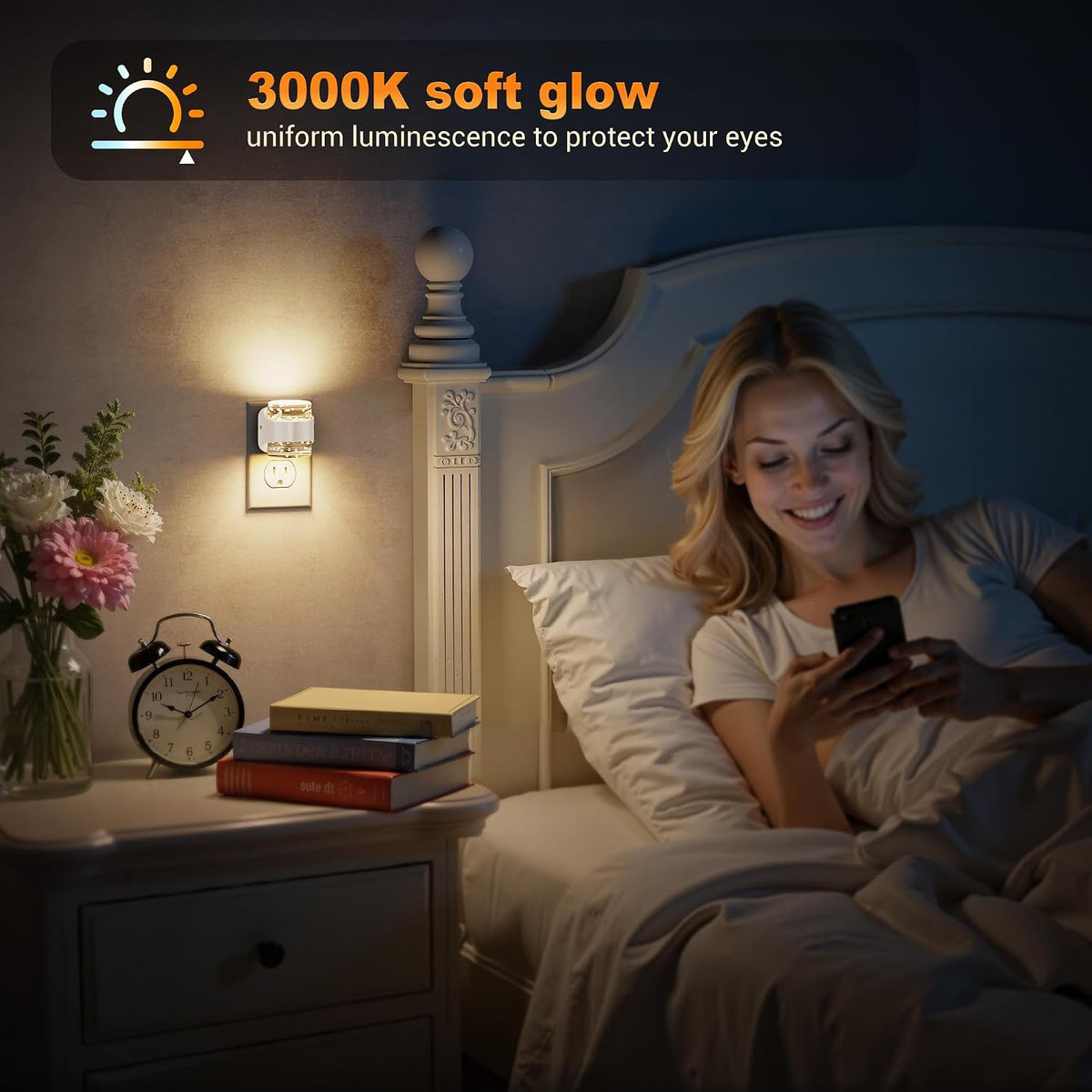 JandCase LED Night Light, Bubble Night Lights Plug into Wall Auto, 3 Color