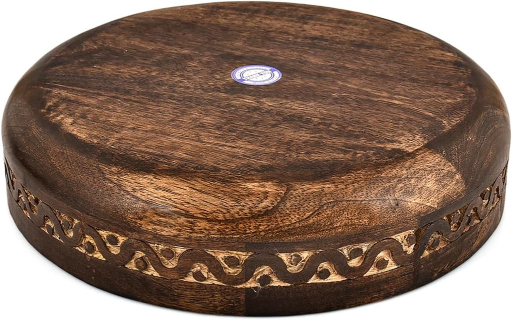 Salad Bowl Mango Wood Handcrafted Round Wooden Bowl for Salad, Vegetables & Decorative Centerpiece – Elegant Rustic Kitchen & Dining Table Décor (10" X 10" X 2.5")
